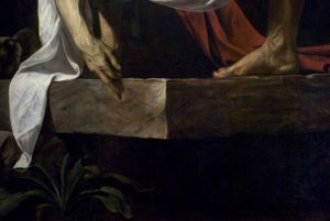 Detail of Caravaggio's Entombment, 1602-1604.
